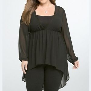 ✨ Torrid Chiffon Deep V High Low Tunic Blouse